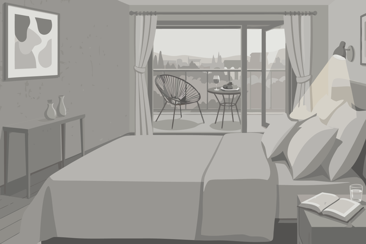 Apartment mit 1 Schlafzimmer, Balkon und Meerblick